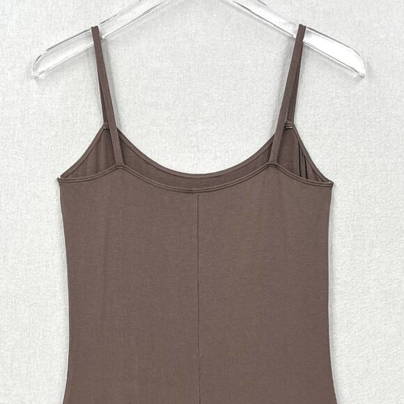 PARADE Perfect Rib Midi Dress Womens M Truffle Brown Spaghetti Strap Scoop Neck - Picture 9 of 16